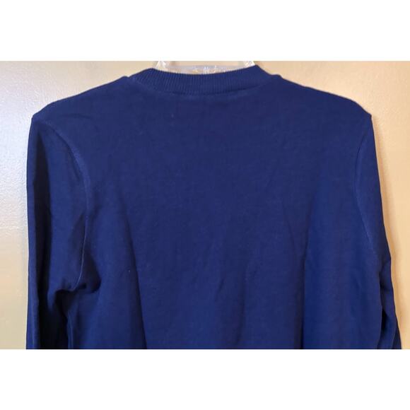 Revolve Lanston Navy Long Sleeve Faux Wrap Cotton Blend Sweater Size Small NWT - Picture 6 of 6